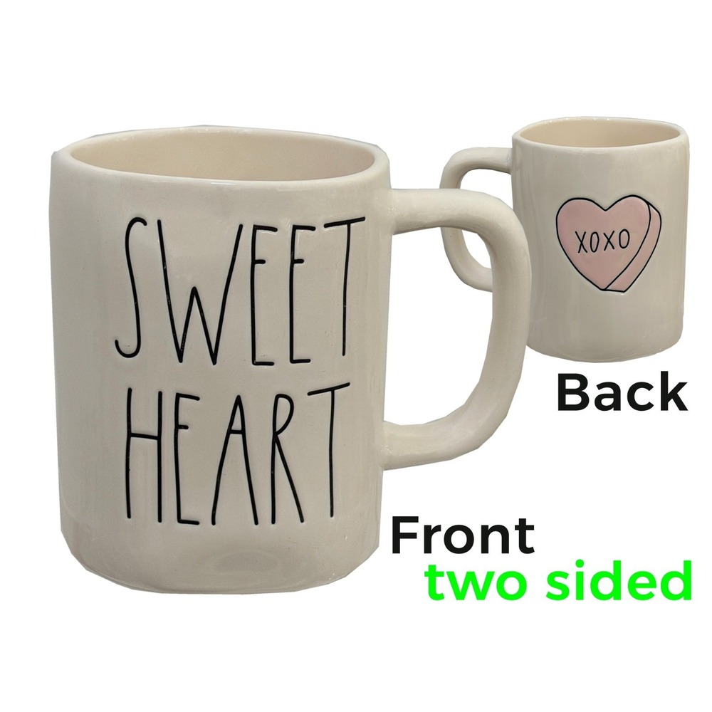 Rae Dunn Sweet Hearts Coffee Mug 16 oz Love Inspired XOXO White Two Sided